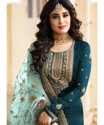 Teal Georgette Party Wear Salwar Kameez 2