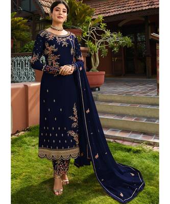 Royal Blue Georgette Party Wear Salwar Kameez 1