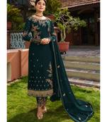 Dark Teal Georgette Party Wear Salwar Kameez
