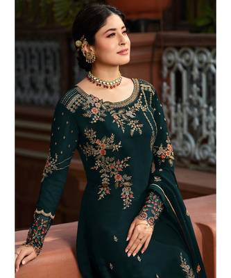 Dark Teal Georgette Party Wear Salwar Kameez 2