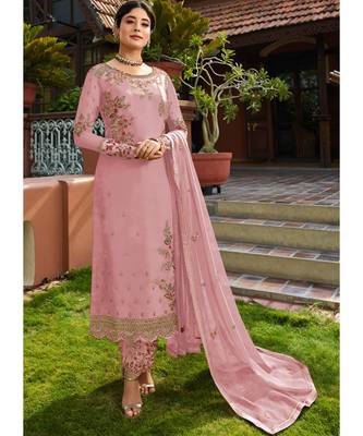 Baby Pink Georgette Party Wear Salwar Kameez 1