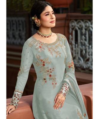 Turquoise Georgette Party Wear Salwar Kameez 2