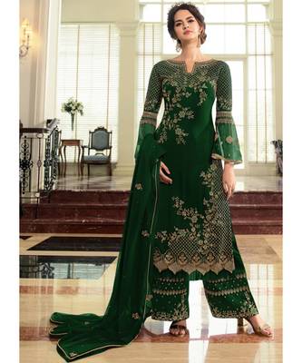 Green Georgette Party Wear Salwar Kameez 1