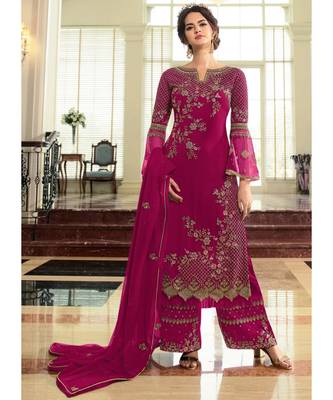 Rani Pink Georgette Party Wear Salwar Kameez 1