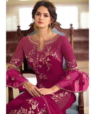 Rani Pink Georgette Party Wear Salwar Kameez 2