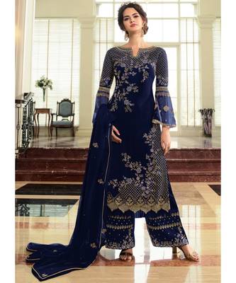 Royal Blue Georgette Party Wear Salwar Kameez 1