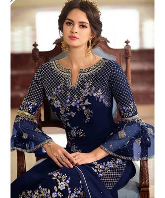 Royal Blue Georgette Party Wear Salwar Kameez 2