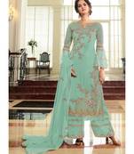 Turquoise Georgette Party Wear Salwar Kameez