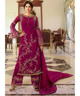 Rani Pink Georgette Party Wear Salwar Kameez 1