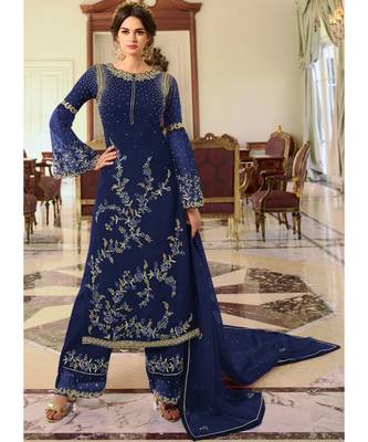 Blue Georgette Party Wear Salwar Kameez 1