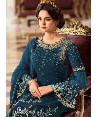 Teal Georgette Party Wear Salwar Kameez 2