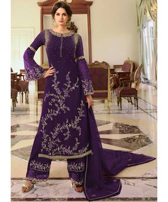 Purple Georgette Party Wear Salwar Kameez 1