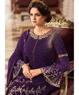 Purple Georgette Party Wear Salwar Kameez 2