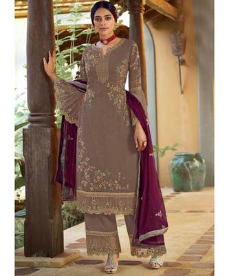 Beige Georgette Party Wear Salwar Kameez 1