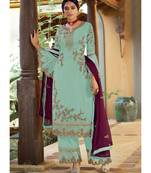 Turquoise Georgette Party Wear Salwar Kameez