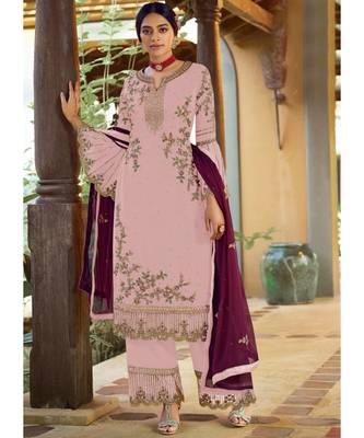 Pink Georgette Party Wear Salwar Kameez 1