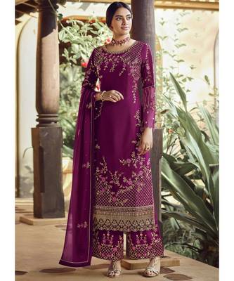 Rani Pink Georgette Party Wear Salwar Kameez 1