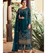 Dark Teal Georgette Party Wear Salwar Kameez