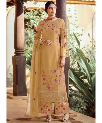 Yellow Georgette Party Wear Salwar Kameez 1