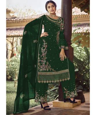 Green Georgette Party Wear Salwar Kameez 1