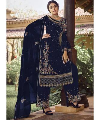 Royal Blue Georgette Party Wear Salwar Kameez 1