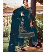 Dark Teal Georgette Party Wear Salwar Kameez