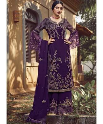 Purple Georgette Party Wear Salwar Kameez 1