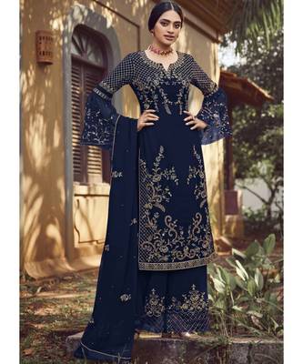 Royal Blue Georgette Party Wear Salwar Kameez 1