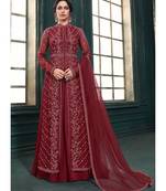 Maroon Net Party Wear Salwar Kameez