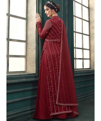 Maroon Net Party Wear Salwar Kameez 4