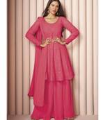 Dark Pink Georgette Sharara Style Suit