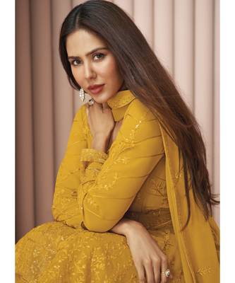 Yellow Georgette Sharara Style Suit 3