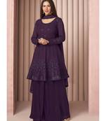 Purple Georgette Sharara Style Suit