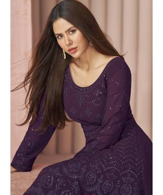 Purple Georgette Sharara Style Suit 3
