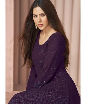 Purple Georgette Sharara Style Suit 4