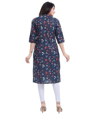 Grey Cotton Printed Long kurti 2