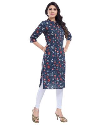 Grey Cotton Printed Long kurti 5