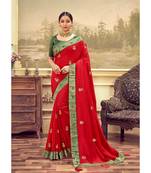 Sumaya Red colour blooming vichita silk fabrics saree