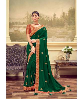 Sumaya Green colour blooming vichita silk fabrics Saree 1