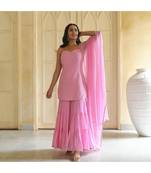 Baby Pink embroidery zarna silk unstitch churidar suits churidar salwar suits