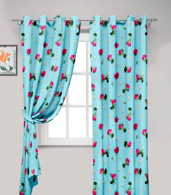 Blue Polyester Digital Printed Curtains 3
