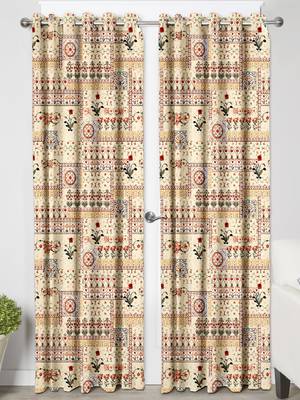 BeigePolyester Digital Printed Curtains 3