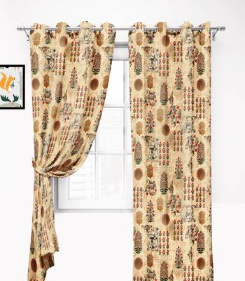 Light BrownPolyester Digital Printed Curtains 2