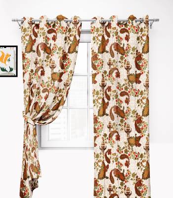 BeigePolyester Digital Printed Curtains 2