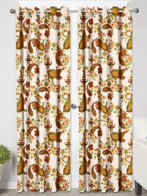 BeigePolyester Digital Printed Curtains 3