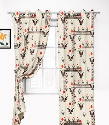 IvoryPolyester Digital Printed Curtains 2