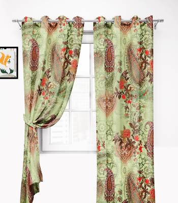 Light GreenPolyester Digital Printed Curtains 2