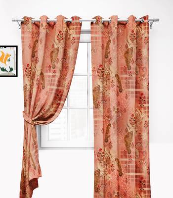 Coral PinkPolyester Digital Printed Curtains 2