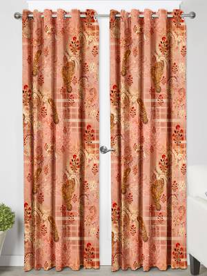 Coral PinkPolyester Digital Printed Curtains 3