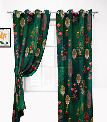 Dark GreenPolyester Digital Printed Curtains 2